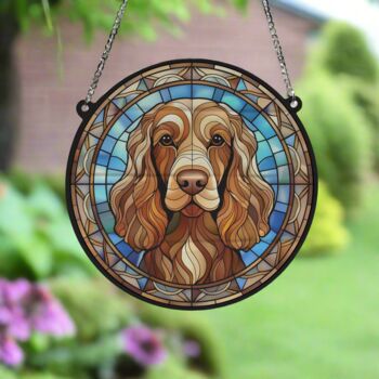 Cocker Working Brown Stained Glass Effect Suncatcher, 3 of 3