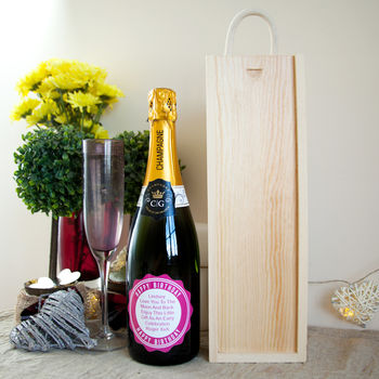 Luxury Champagne With Personalised Pink Birthday Label, 2 of 5