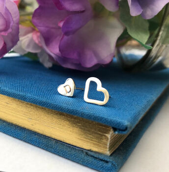 Personalised Mismatched Initial Heart Earrings, 2 of 7