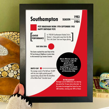 Personalised Season Print Gift For Southampton Fans, 5 of 6