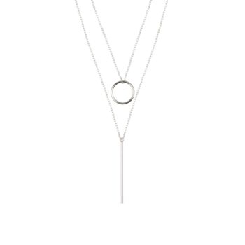 Livi Sterling Silver Circle And Bar Layered Necklace, 2 of 4