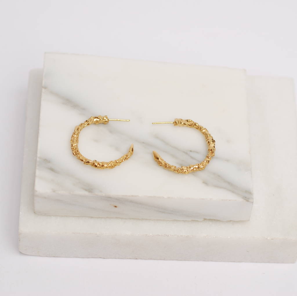 Large Gold Thorn Hoop Earrings By Ros Millar