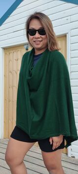 Personalised Dark Green 100% Cashmere Button Poncho, 5 of 8