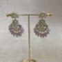 Purple Gold Plated Kundan Earrings And Tikka Set, thumbnail 2 of 7