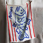 Linen Embroidered Fish Tea Towel, thumbnail 1 of 3