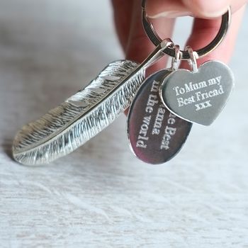 Personalised Sterling Silver Feather And Tag Keyring, 7 of 11