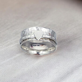 Personalised Sterling Silver Heart Spinner Ring, 2 of 7