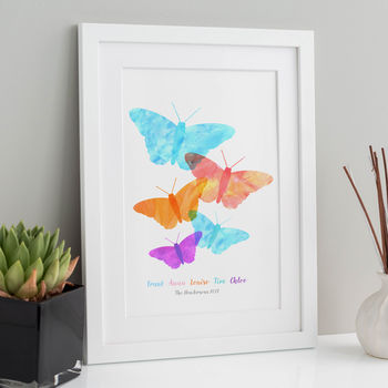Butterfly Personalised Family Print Watercolour, 4 of 8