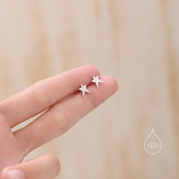 Tiny Shooting Star Stud Earrings In Sterling Silver, 4 of 10