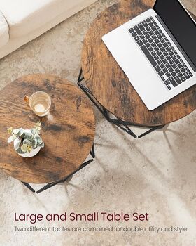 Set Of Two Coffee Tables Removable Tabletop Steel Frame, 7 of 12