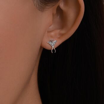 Lunar Moth Sterling Silver Stud Earrings With Oxidised Finish, 6 of 12