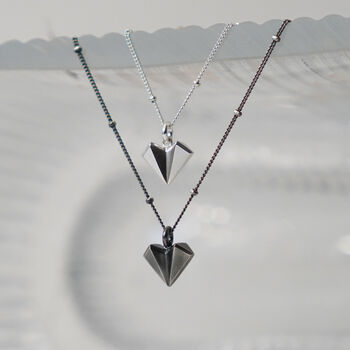 Geometric Heart Oxidised Sterling Silver Necklace, 8 of 12