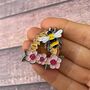 Glitter Bee Hive Shaker Pin, Moving Glitter Honey Effect, thumbnail 2 of 5