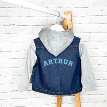 Personalised Varsity Kids Denim Jacket, 5 of 6