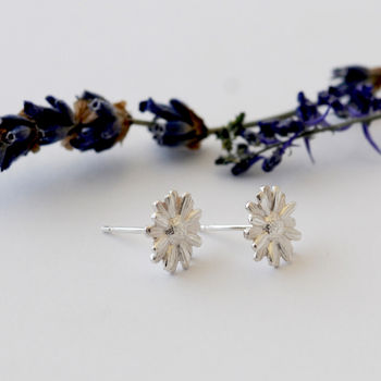 Daisy Flower Stud Earrings In Sterling Silver, 3 of 9