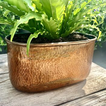 A Rectangular Indoor Planter With A Vintage Copper Finish, 2 of 6