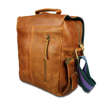 'Rigby' Personalised Leather Messenger Bag In Tan, 7 of 10