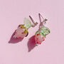 Murano Glass Strawberry And Leaf Stud Earrings, thumbnail 2 of 7