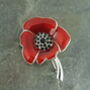 Poppy Silver Tone Red Flower Brooch, thumbnail 2 of 6