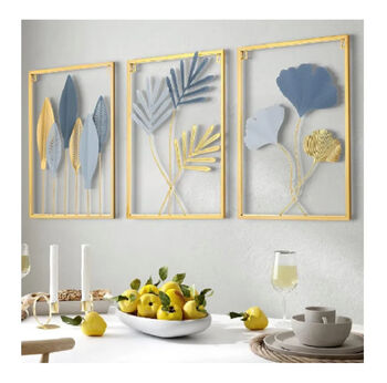 Subtle Soft Shades Of Blue And Gold Wall Art Decor, 10 of 11