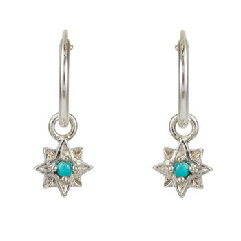 Guiding North Star Turquoise Mini Hoops Gold Plated, 3 of 7