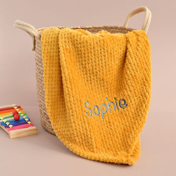 Personalised Mustard Honeycomb Baby Blanket, 9 of 12