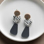 Sterling Silver Grey Nude Pebble Shaped Dalmatian Studs, thumbnail 2 of 6