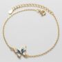 Gold Colour Sterling Silver Blue Butterfly Bracelet, thumbnail 4 of 5