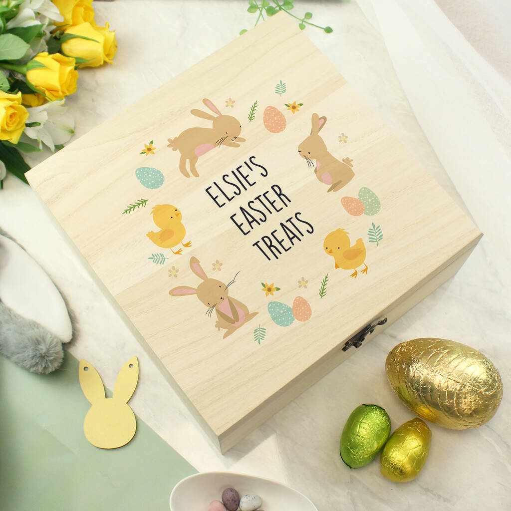Personalised Easter Bunny Wooden Treat Box, 1 of 6