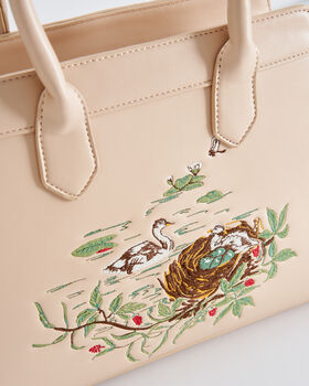 Henrietta Embroidered Cygnet Tote Bag Biscuit, 3 of 8