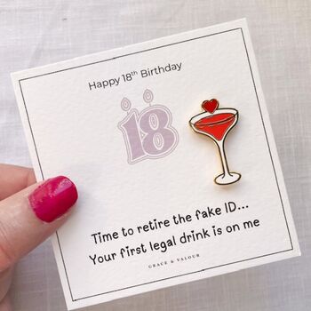 Funny 18th Birthday Cocktail Enamel Pin | Cute Gift For Friend, Daughter Or Sister, 3 of 9