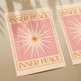 Inner Peace, Pink, Bohemian Celestial Sun Yoga Meditation Art Poster, thumbnail 2 of 3