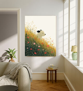 Dog Running Though The Meadow Art Print, 2 of 4