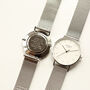 Men`s Personalised Watch With Silver Mesh Strap, thumbnail 2 of 5