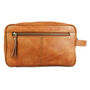 'Stanley' Men's Leather Wash Bag In Tan, thumbnail 6 of 9