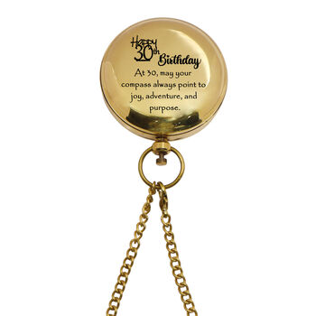 Personalised 30th Birthday Two Inch Brass Sundial Compass Gift, 7 of 10