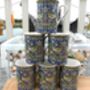Set Of Six Straight Mugs In Blue Strawberry Thief Design, thumbnail 1 of 10