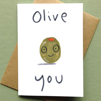 Olive You Valentines Card Or Print, 2 of 4