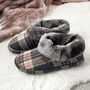 Ladies Tartan Slipper Boots Dark Red Or Grey, thumbnail 1 of 6