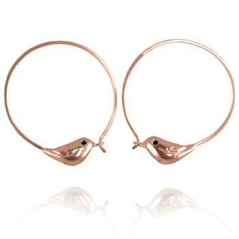 Gold Bird Hoop Earrings With Diamonds, 3 of 6