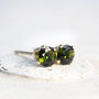 Dark Green Tourmaline Stud Earrings Silver Or Gold, thumbnail 4 of 12