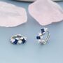 Sterling Silver Sapphire Blue Baguette Cz Cluster Huggie Hoop, thumbnail 6 of 12