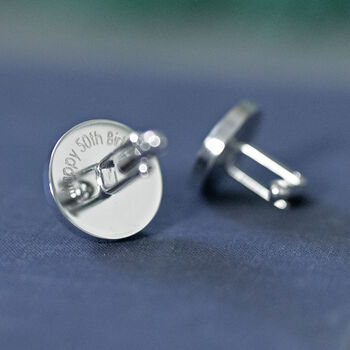 Personalised 50th Birthday Hidden Message Cufflinks Silver Plated, 2 of 5