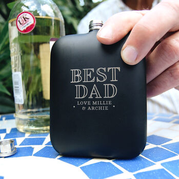 'Best Dad, Love..' Personalised Black Hip Flask, Custom, 2 of 3