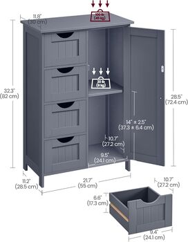 Wooden Storage Cabinet Organising Unit With Four Drawers, 2 of 9