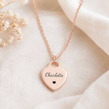 Personalised Heart Pendant Necklace Engrave Name Symbol, 2 of 7