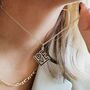 Square Love Necklace In Black Enamel, thumbnail 1 of 7