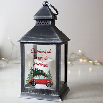 Personalised 'Driving Home For Christmas' Black Lantern – Christmas Ornament, 2 of 7