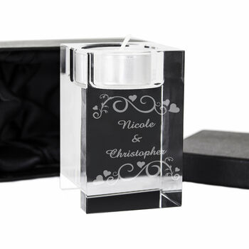 Personalised Ornate Swirl Glass Tea Light Holder, 5 of 9