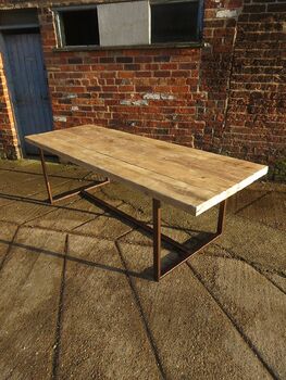 Reclaimed Industrial Solid Wood Copper Frame Table 423, 4 of 6